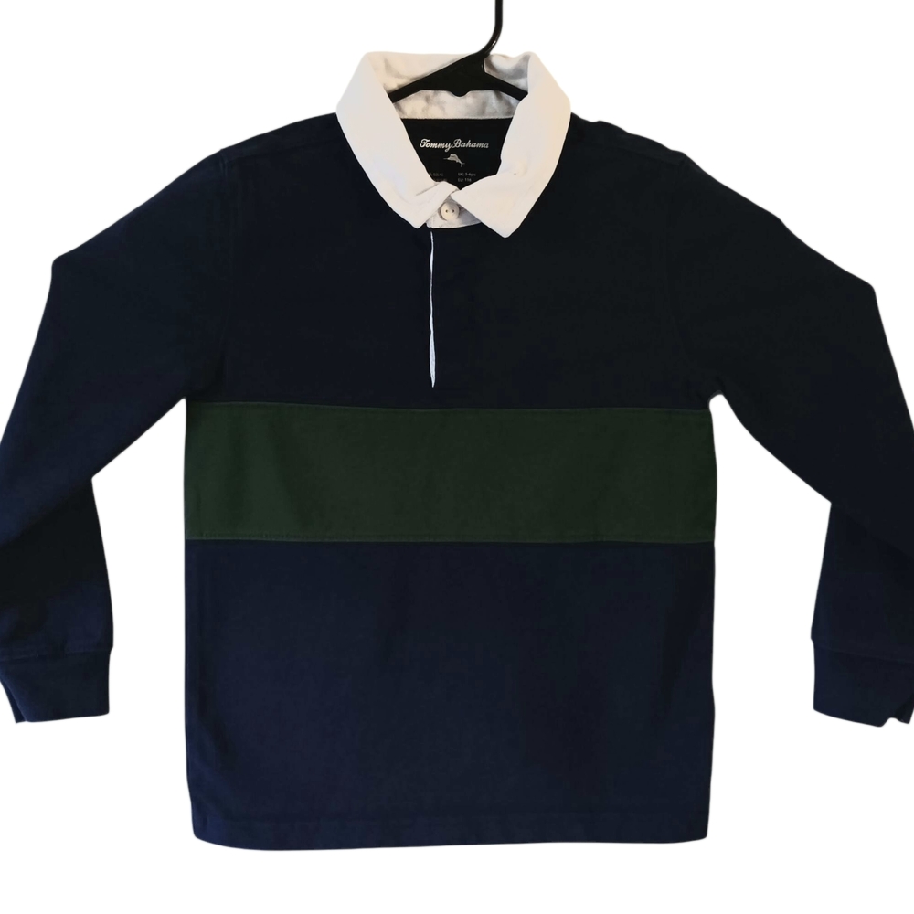 Navy and Green Kids Long Sleeve Shirt